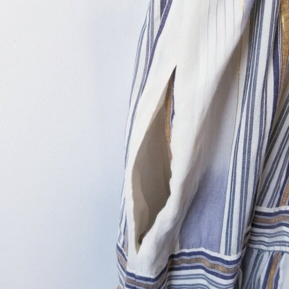 Banana Republic Zephyr Maxi Dress Size S Tiered Gold Stripe - Picture 6 of 7